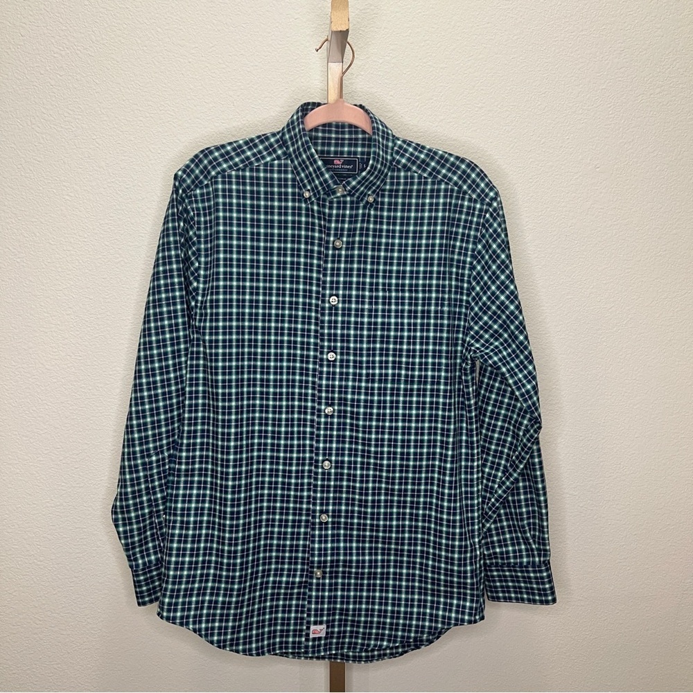 Vineyard Vines Blue green plaid Classic Fit Murray Shirt Button Down shirt Small